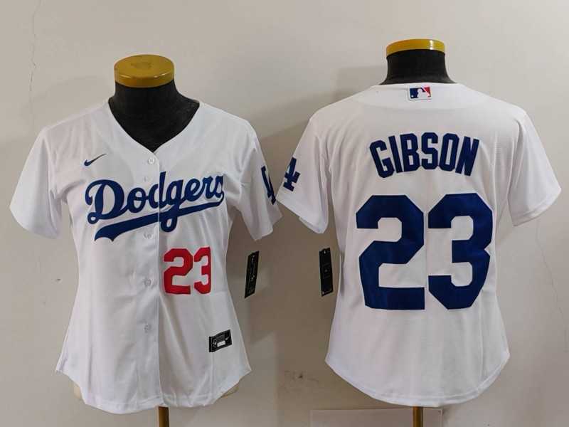Women%27s Los Angeles Dodgers #23 Kirk Gibson Number White Cool Base Stitched Jersey